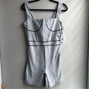 We Wore What, Revolve, Corset Bodysuit, Grey/Black, Stretch, Large
